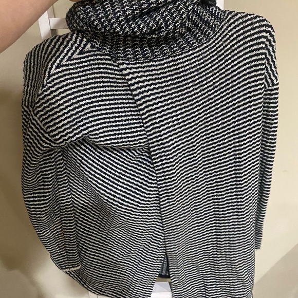 CAbi Black and White Striped Cowl Neck Sweater- style 3167 - Picture 4 of 5